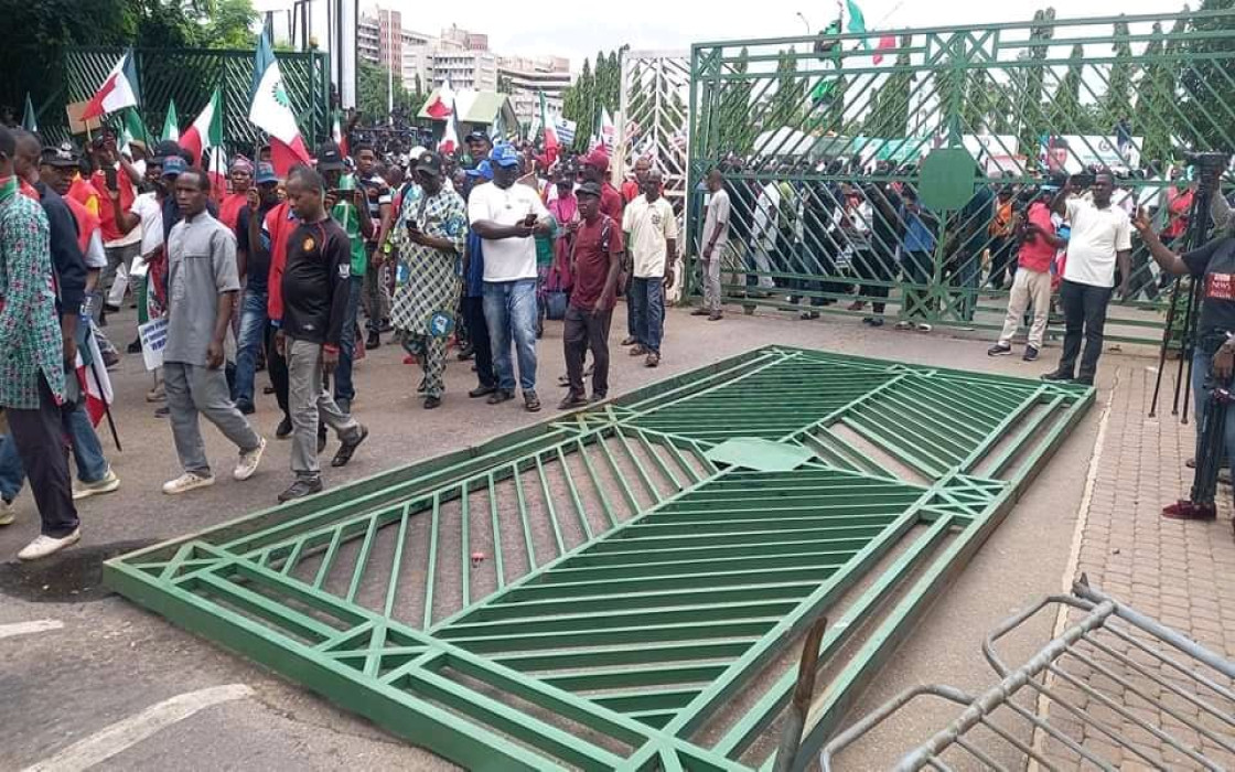 NATIONAL ASSEMBLY'S GATE PULLED DOWN