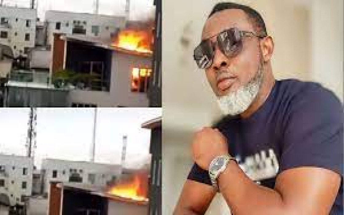AYOMIDE MAKUN POPULARLY KNOWN AS AY, REACTS AS FIRE GUTS HIS LAGOS MANSION.