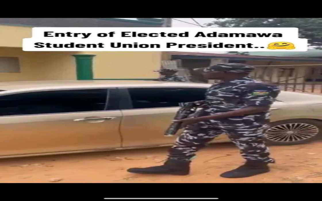 Reactions as Adamawa student President arrives convention with police escorts